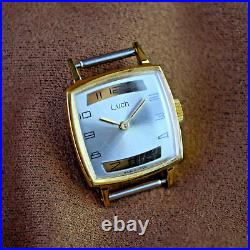 Rare Vintage Watch Luch Original box and Papers Soviet Mens Watch Silver Dial