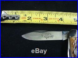 Remington USA RS3333 Official Boy Scout Knife Full Etching RARE Box Bone NR MINT