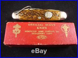 Remington USA RS3333 Official Boy Scout Knife Full Etching RARE Box Bone NR MINT