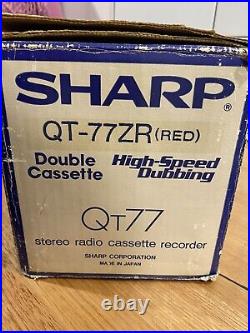 SHARP QT-77ZR Vintage Cassette Boom box 80s 90s Rare Red Original Box + Manual