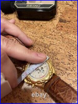 Seiko Disney Mickey Mouse Kinetic RARE Vintage Leather Watch Original Box