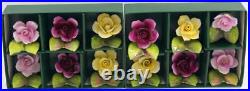 Staffordshire Crown England Bone China Roses Floral set of 12 Original Box Rare