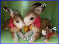 Steiff Collector's Edition 1984 Hoppy Bunny Rabbits Mohair + Original Box! Rare