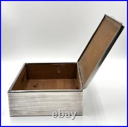 Sterling Silver Lidded Cigar/Cigarette Box Wood Lined Rare Find