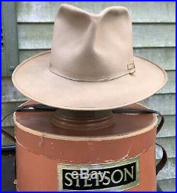 Stetson 7X Clear Beaver (100 One Hundred) 1950s Fedora Size 7-1/8 Rare WithBox