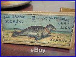 Tin Toy German Lehmann Wind Up Sea Lion Seal Seehund. Works with RARE Original Box