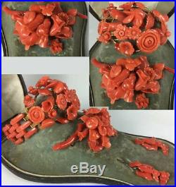 V RARE! Antique Victorian Red Coral Parure, in Box, 18k gold, Bracelet, Brooch +