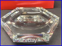 VTG Baccarat 6 Sided Hexagonal Crystal Dish & Ashtray In Original Box 2 Lbs Rare