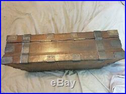 Very Rare! 19th Century Captains Officers Military Campaign Oak Strong Box Chest