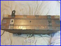 Very Rare! 19th Century Captains Officers Military Campaign Oak Strong Box Chest