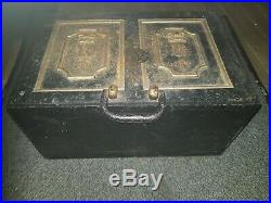 Very Rare 19th century Victorian Cast Iron Revenue Strong Box with original key