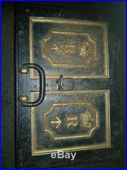 Very Rare 19th century Victorian Cast Iron Revenue Strong Box with original key