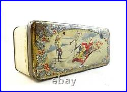 Very Rare German Original Antique Christmas Candy Tin Box Case Pre 1900 Sledge