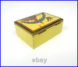 Very Rare Original German Avantgarde Enamel Bird Jewelry Art Deco Box 1925