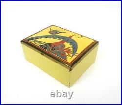 Very Rare Original German Avantgarde Enamel Bird Jewelry Art Deco Box 1925