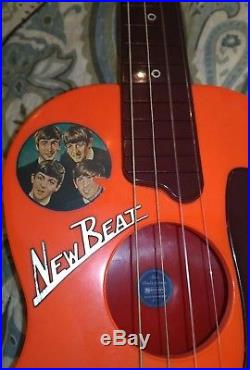 Vintage 1960's Beatles New Beat Toy Guitar by SELCOL Made in England w Box Rare