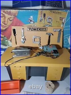 Vintage 1969 PowerMite Ideal Toy Workshop Complete Set with Original Box RARE