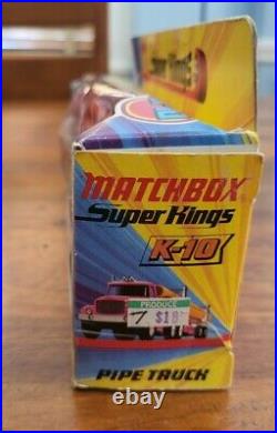 Vintage 1981 Matchbox Superkings K-10 Pipe Truck In Original Box Rare