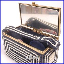 Vintage 50s TELEPHONE CORDE CORD Coil Handbag Box Purse Rare Blue & White Colors