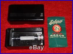 Vintage Eclipse Red Ring Safety Razor Original Bakelite Case And Card Box Rare