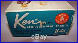 Vintage FIRST-ISSUE Brunette Flocked Haired KEN in RARE Original #1 Ken Box MINT