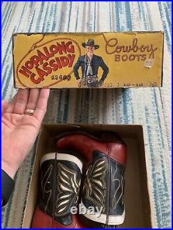 Vintage Hopalong Cassidy Acme Leather Cowboy Boots In Original Box Rare