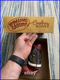Vintage Hopalong Cassidy Acme Leather Cowboy Boots In Original Box Rare