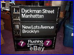 Vintage Nyc Subway Sign Nycta Side Roll Sign & Box Original Knobs Cover Rare Ny
