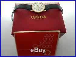 Vintage Omega Genève Gold Plated Men's Watch Original Box & Papers Mint Rare
