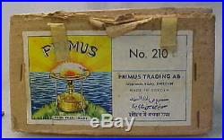 Vintage PRIMUS STOVE No. 210 IN ORIGINAL TIN SWEDEN with Cardboard Box RARE