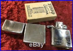 Vintage RARE! 1946 Zippo Tall Nickel Silver case & Original 14 hole Insert w box