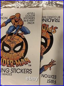 Vintage Rare 1988 World of Spider-Man Sticker Pack Box-Comic Images X34 Marvel