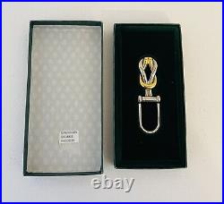 Vintage Rare Gucci Two Tone Knot Design Keychain 1980's With Original Box