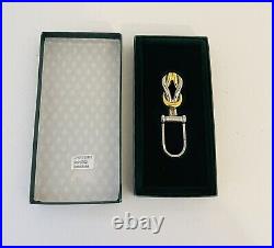 Vintage Rare Gucci Two Tone Knot Design Keychain 1980's With Original Box
