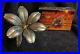 Vintage Rare Metal Flower Ashtray With Original Box 1970s Art Deco Excellent