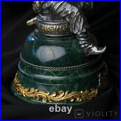 Vintage Statuette Cossack Mamai Playing Bandura Brass Marble Gilt Rare Gift Box