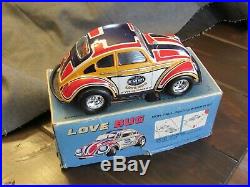 Vintage Taiyo EMPI Love Bug in Original Box Rare Tin Toy
