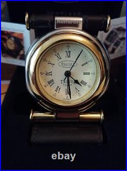 Vintage Travel Clock Dalvey Scotland Quartz Leather Box Documents Alarm Rare Old