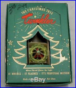 Vtg Rare Set Of 12 Twinkler Spinner Birdcage Christmas Ornaments In Original Box