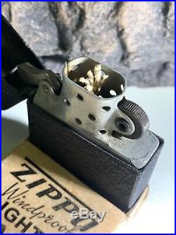 Ww2 Black Crackle Zippo Lighter Rare 1943 Original Box With Instructions