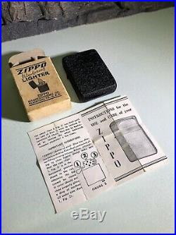 Ww2 Black Crackle Zippo Lighter Rare 1943 Original Box With Instructions