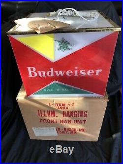 XX Rare NOS 1956 Budweiser/ Clydesdale Hanging Light In Original Box Never Hung