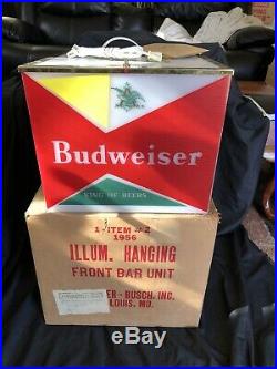 XX Rare NOS 1956 Budweiser/ Clydesdale Hanging Light In Original Box Never Hung